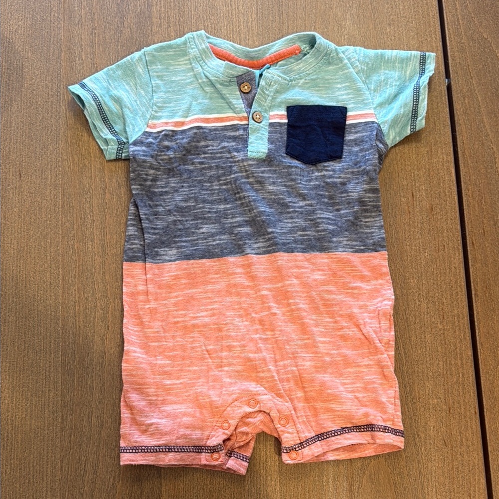 Striped Baby Romper with Pocket